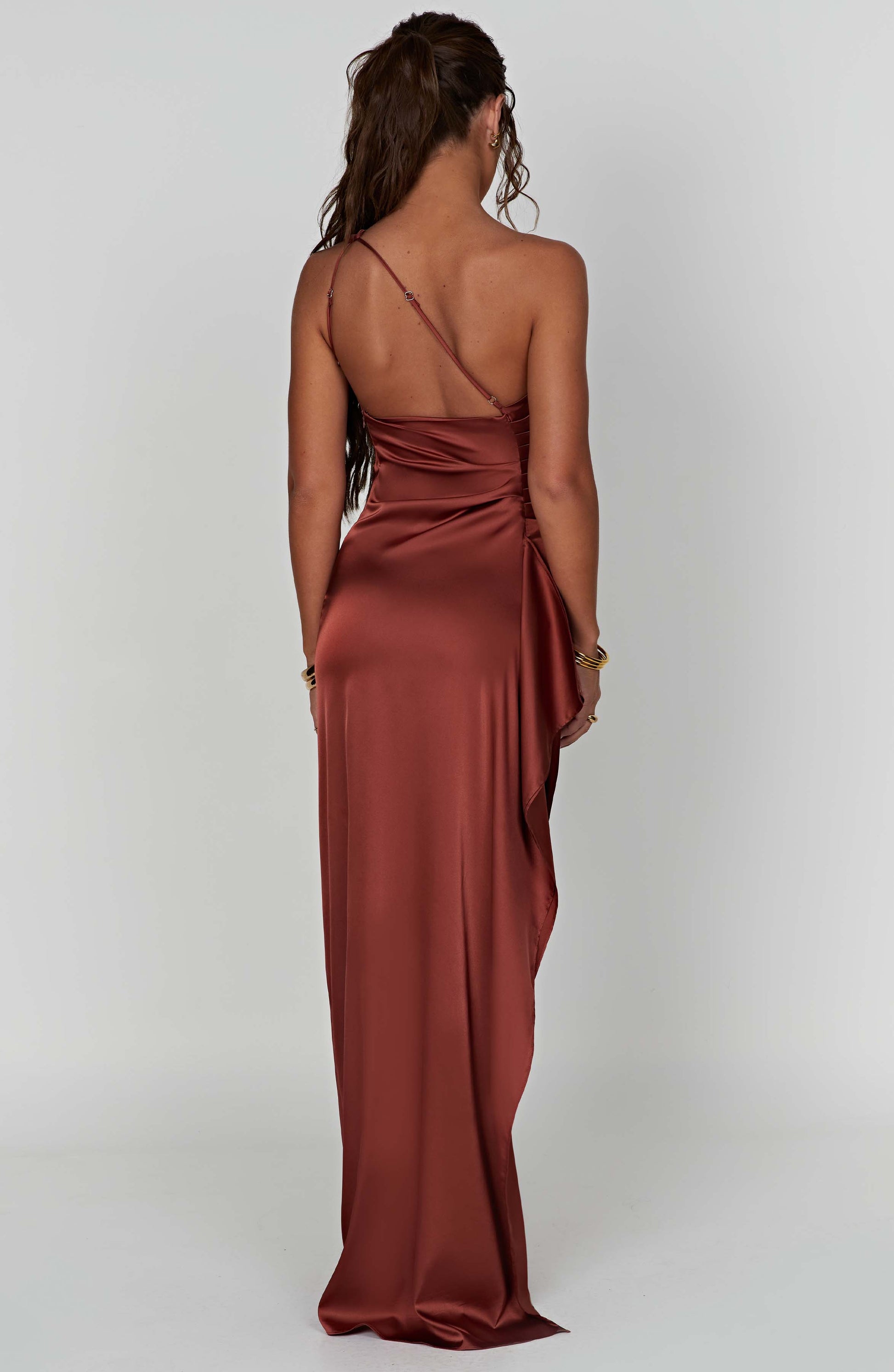 Ariel Rust Maxi Dress in XS - back view