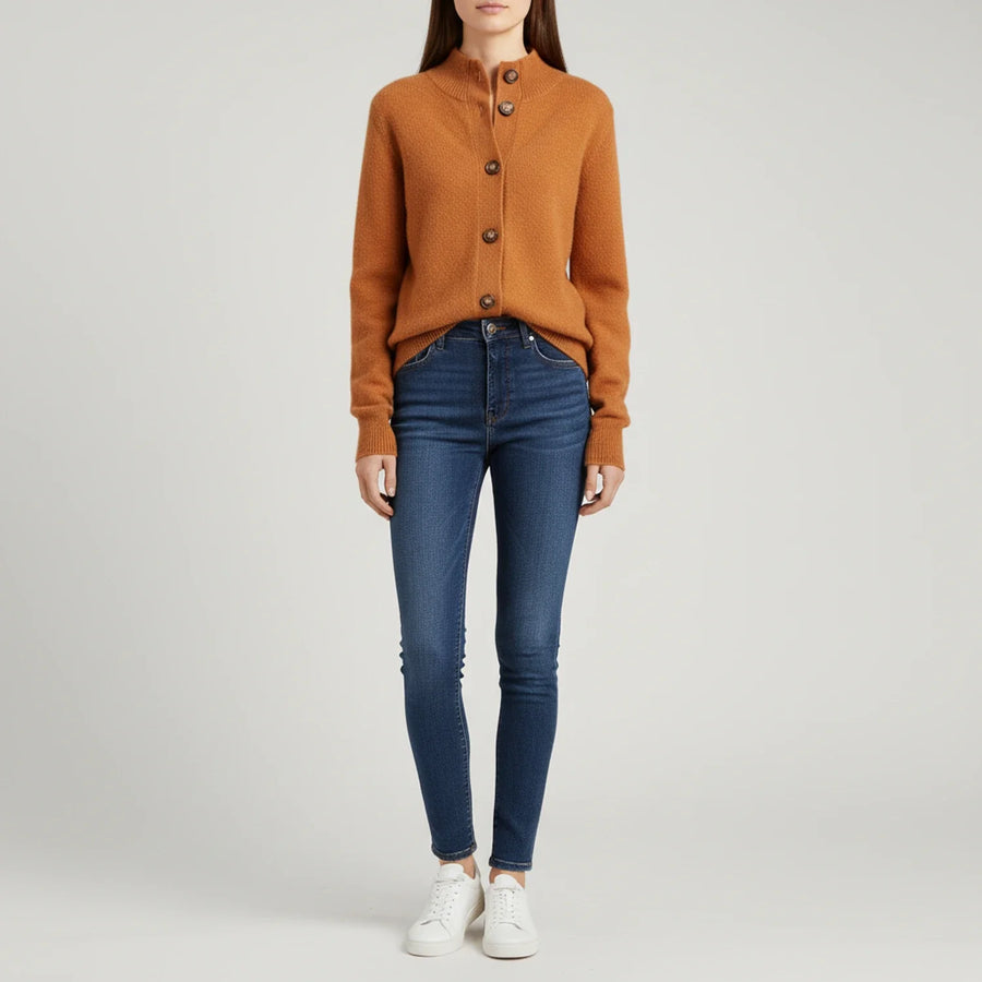 Luvrefashion | Ladies' Cardigan Sweater in Orange - side view