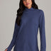 Studio Jacquard Mock Neck Tunic Pullover with Thumb Holes - Crown Blue