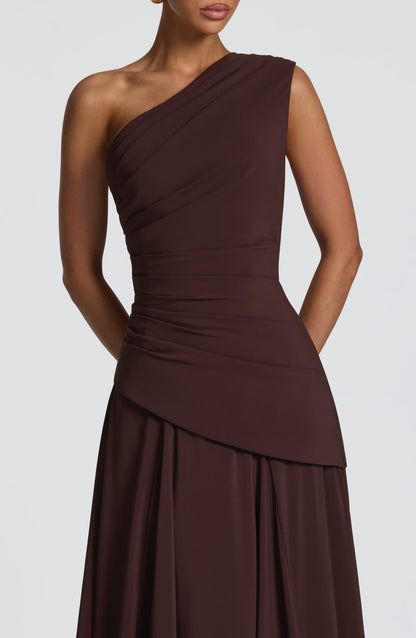 Sophia Maxi Summer Dress in Plum Brown
