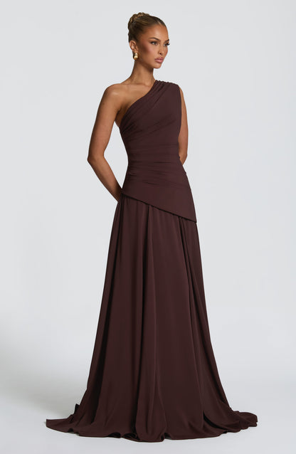 Sophia Maxi Summer Dress in Plum Brown