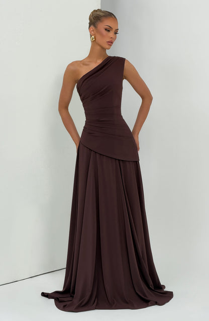 Sophia Maxi Summer Dress in Plum Brown