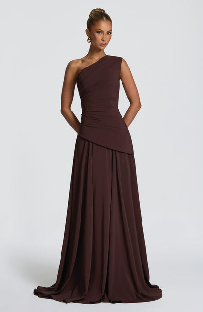 Sophia Maxi Summer Dress in Plum Brown