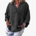 Doris | Relaxed Fit Mixed Fabric Blouse