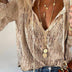 Kelly | Chic Boho Blouse Featuring a Cutout Neckline - Khaki