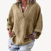 Doris | Relaxed Fit Mixed Fabric Blouse - Brown