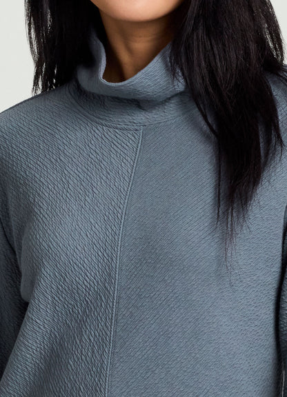 Studio Jacquard Mock Neck Tunic Pullover with Thumb Holes
