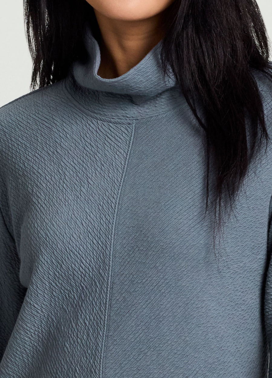 Studio Jacquard Mock Neck Tunic Pullover with Thumb Holes