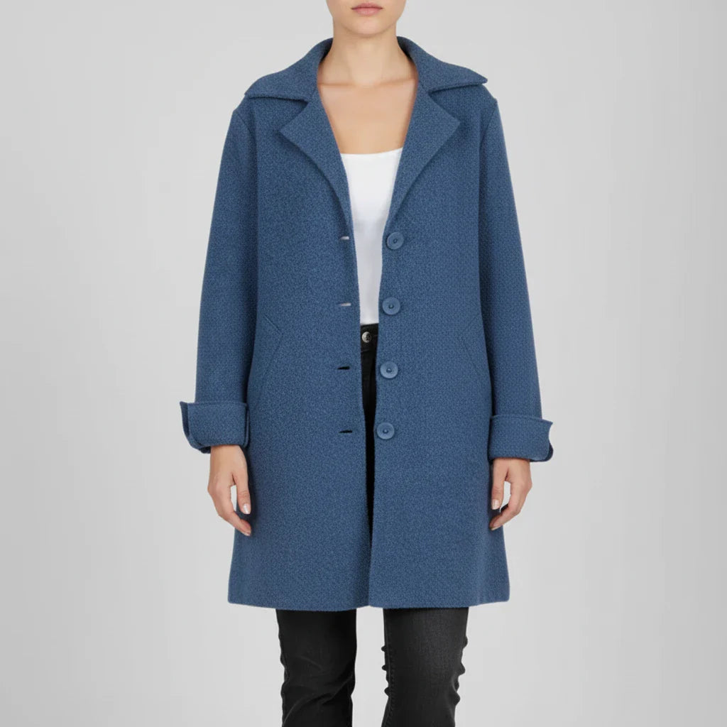 Ladies' Jacket with Collar in Blue - front view