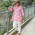 Dulce | Women's Timelessly Elegant Vintage Print Top - Candy Pink