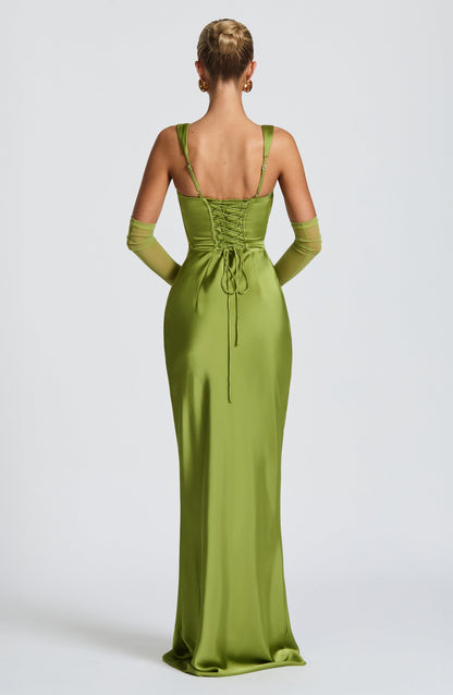 Sophia Olive Maxi Summer Dress