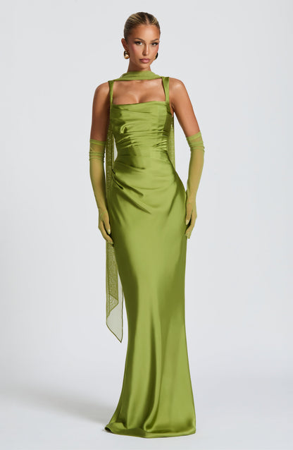 Sophia Olive Maxi Summer Dress