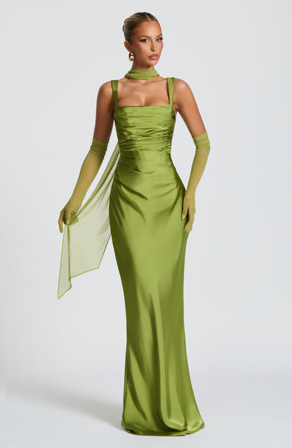 Sophia Olive Maxi Summer Dress
