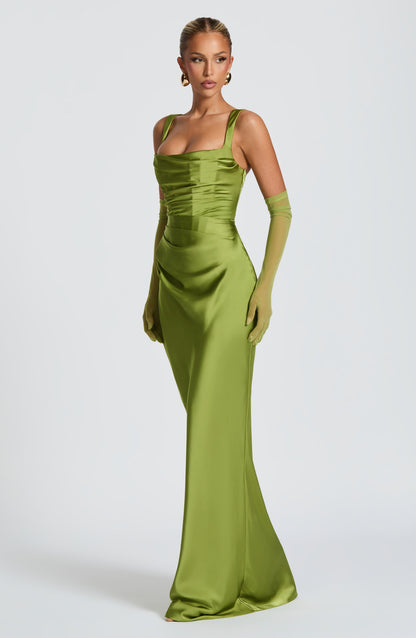 Sophia Olive Maxi Summer Dress