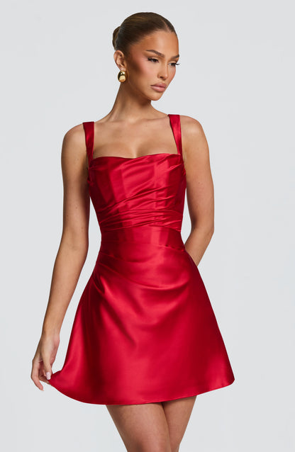 Sophia Red Mini Sundress - Perfect for Summer