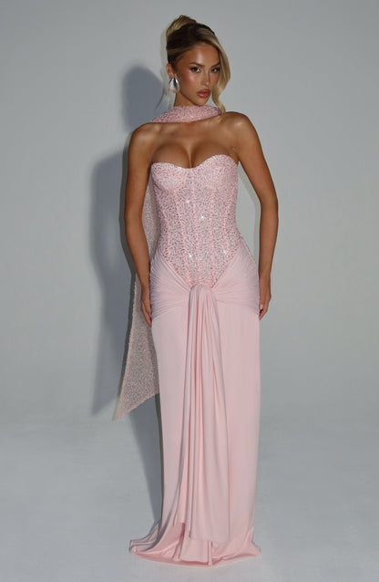 Sophia Blush Maxi Summer Dress