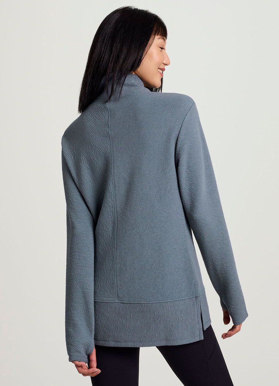 Studio Jacquard Mock Neck Tunic Pullover with Thumb Holes