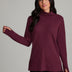 Studio Jacquard Mock Neck Tunic Pullover with Thumb Holes - Merlot