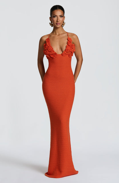 Sophia Maxi Summer Dress in Vibrant Orange