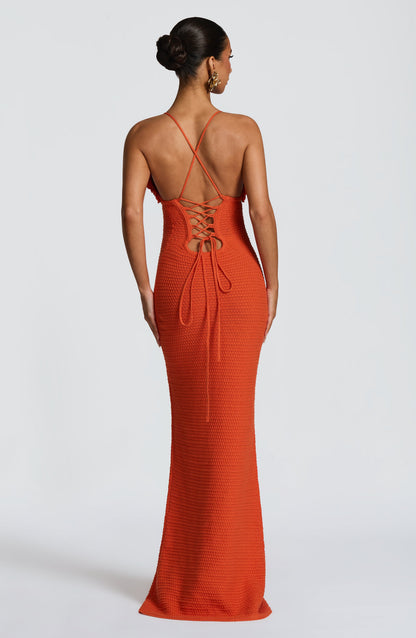 Sophia Maxi Summer Dress in Vibrant Orange