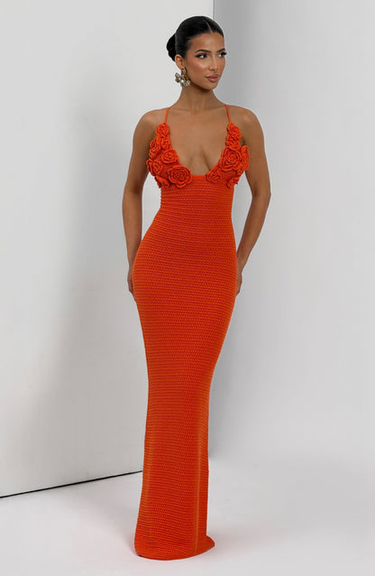 Sophia Maxi Summer Dress in Vibrant Orange