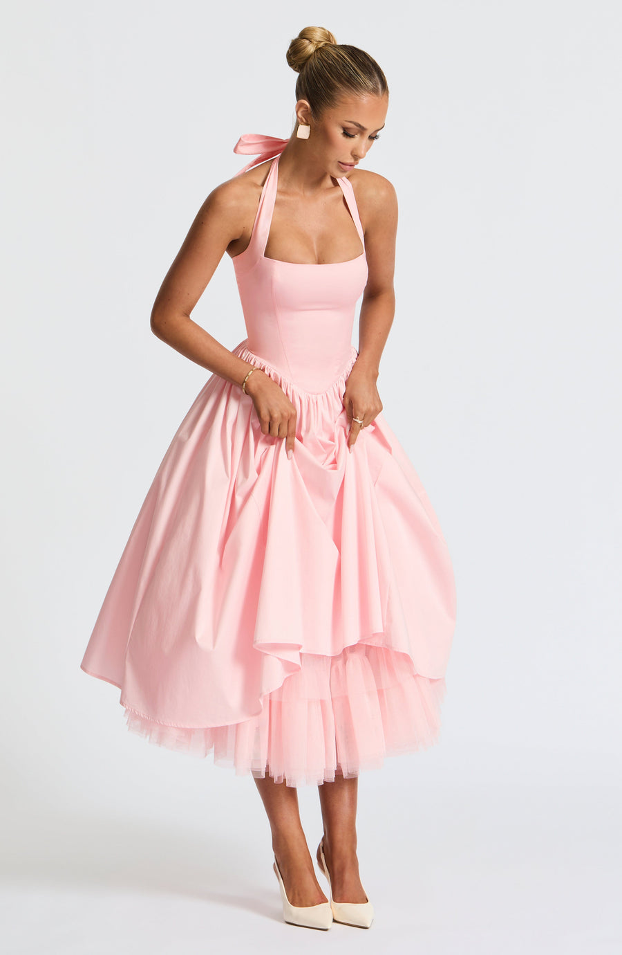 Sophia Blush Midi Dress - Elegant Summer Fashion