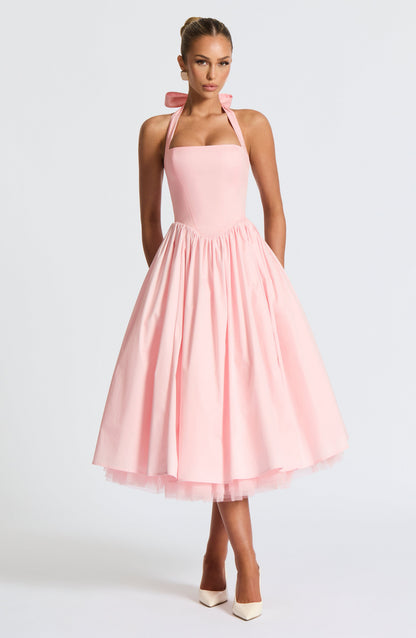 Sophia Blush Midi Dress - Elegant Summer Fashion