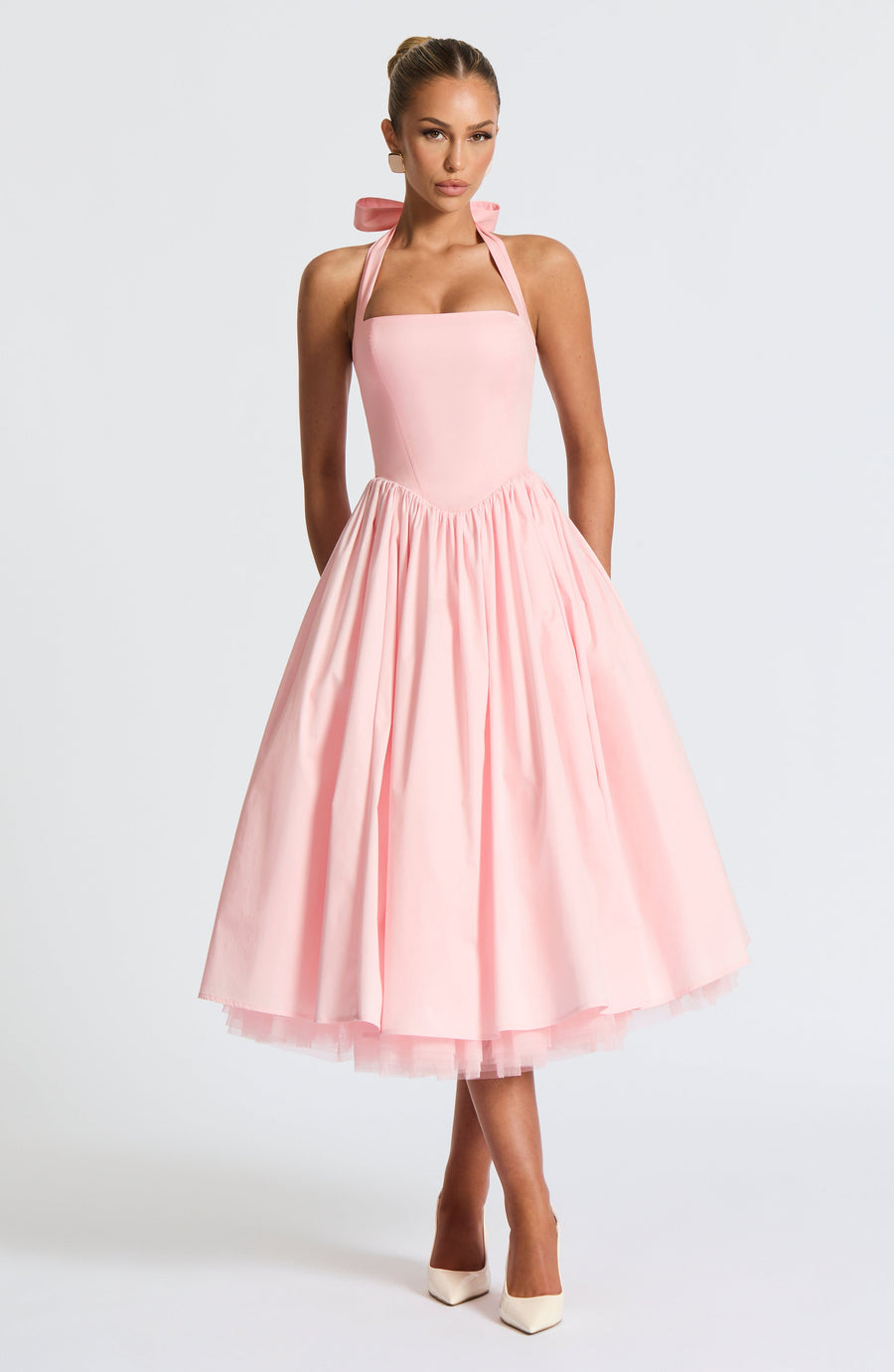 Sophia Blush Midi Dress - Elegant Summer Fashion