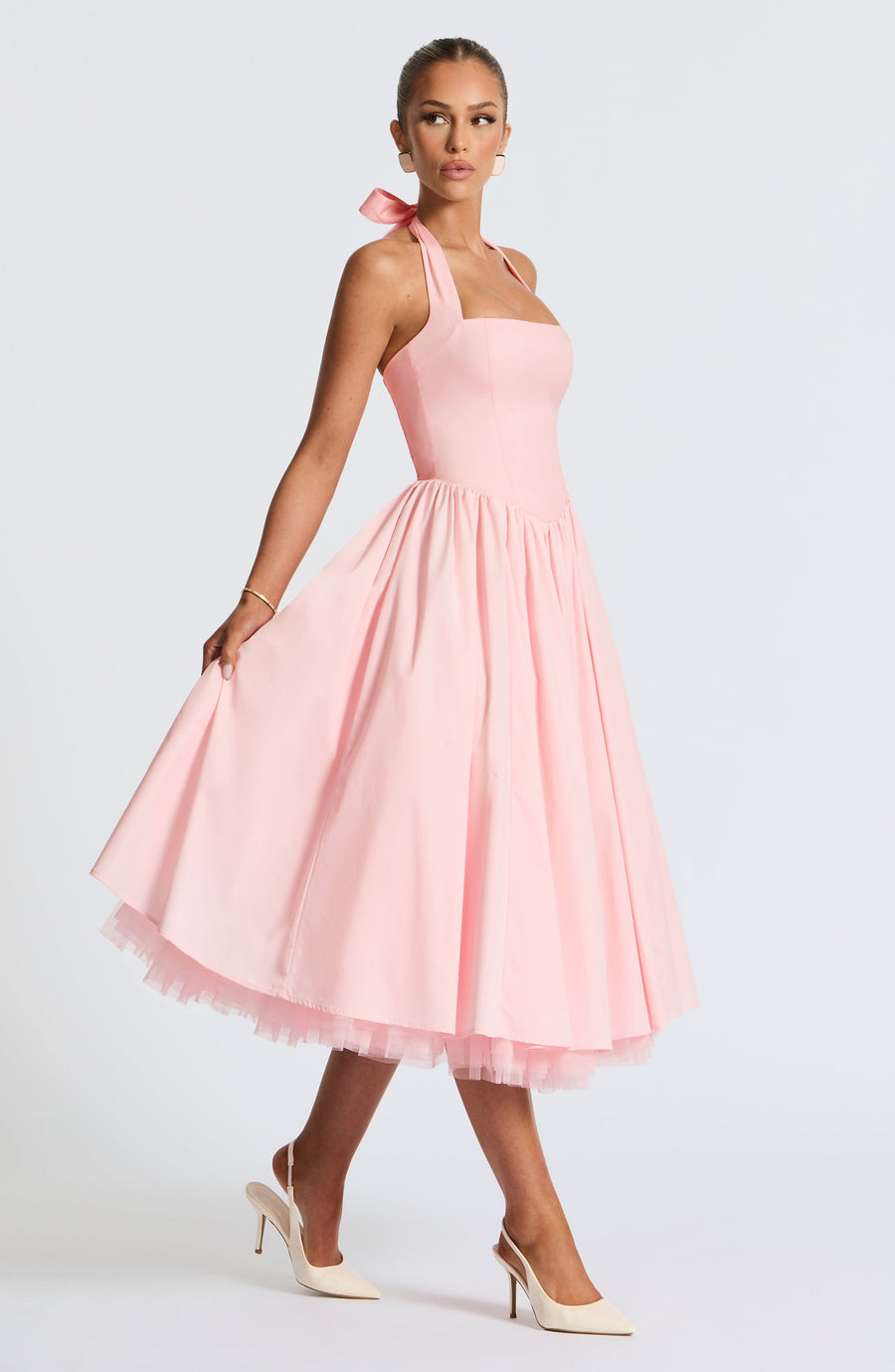 Sophia Blush Midi Dress - Elegant Summer Fashion