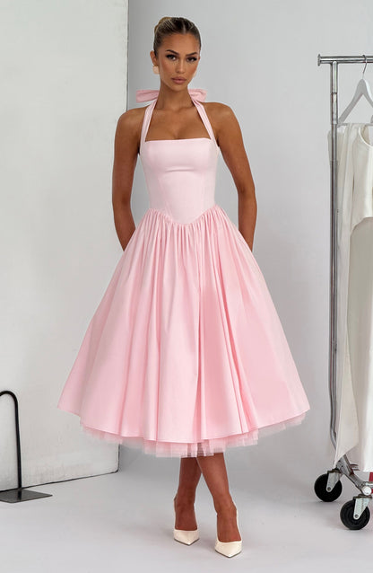 Sophia Blush Midi Dress - Elegant Summer Fashion
