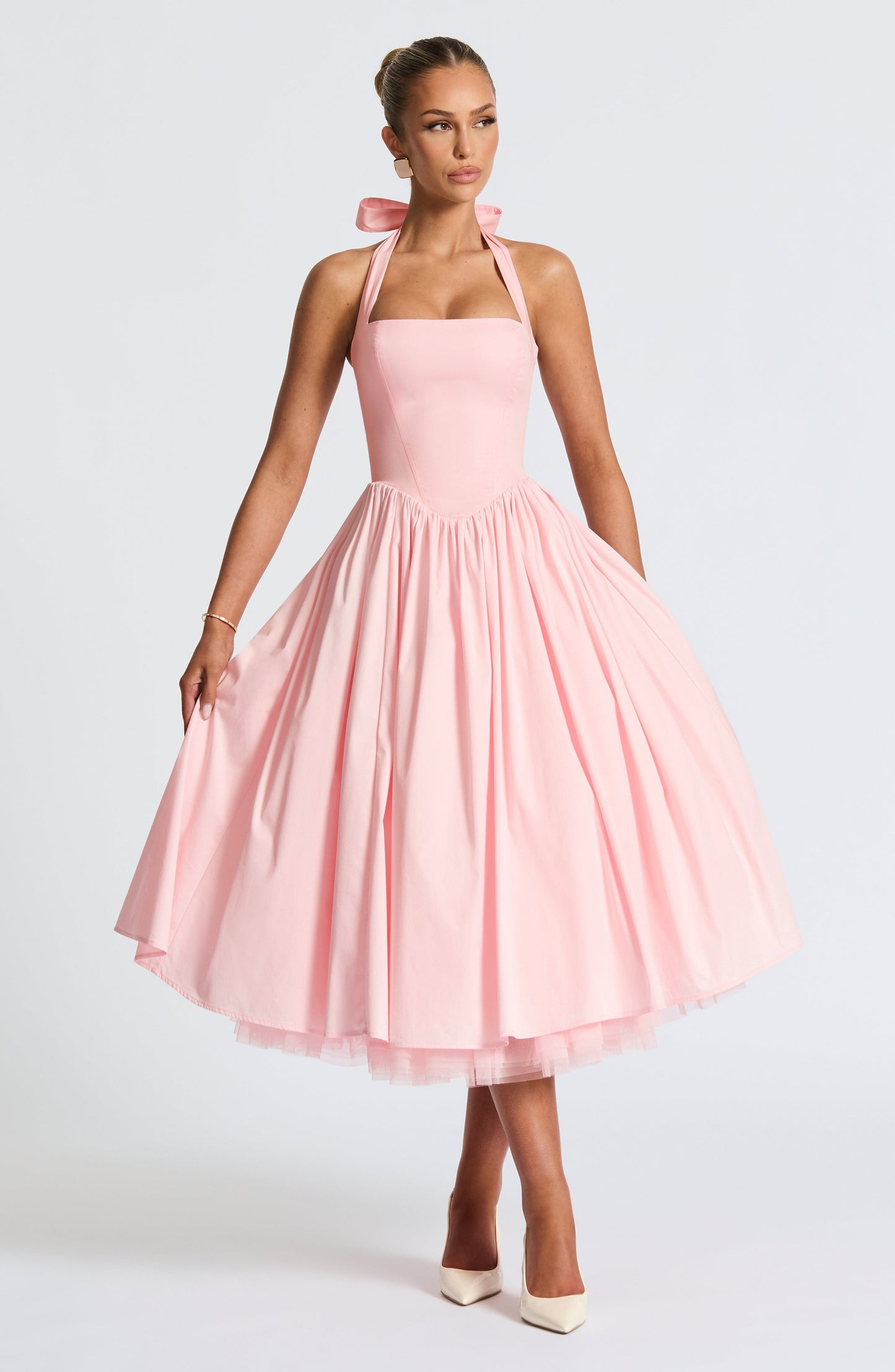 Sophia Blush Midi Dress - Elegant Summer Fashion