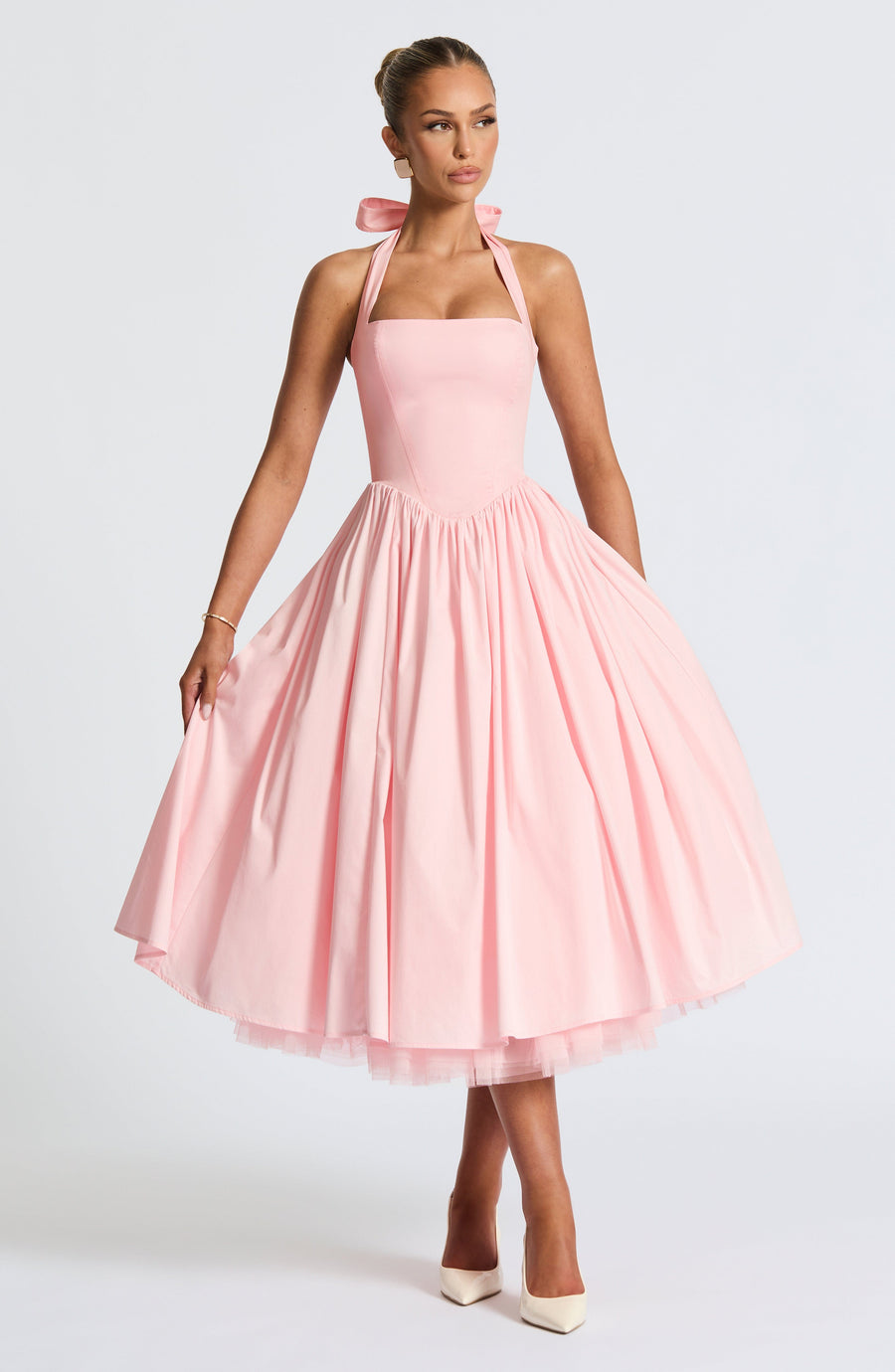 Sophia Blush Midi Dress - Elegant Summer Fashion