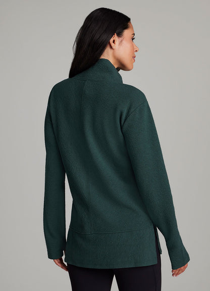 Studio Jacquard Mock Neck Tunic Pullover with Thumb Holes