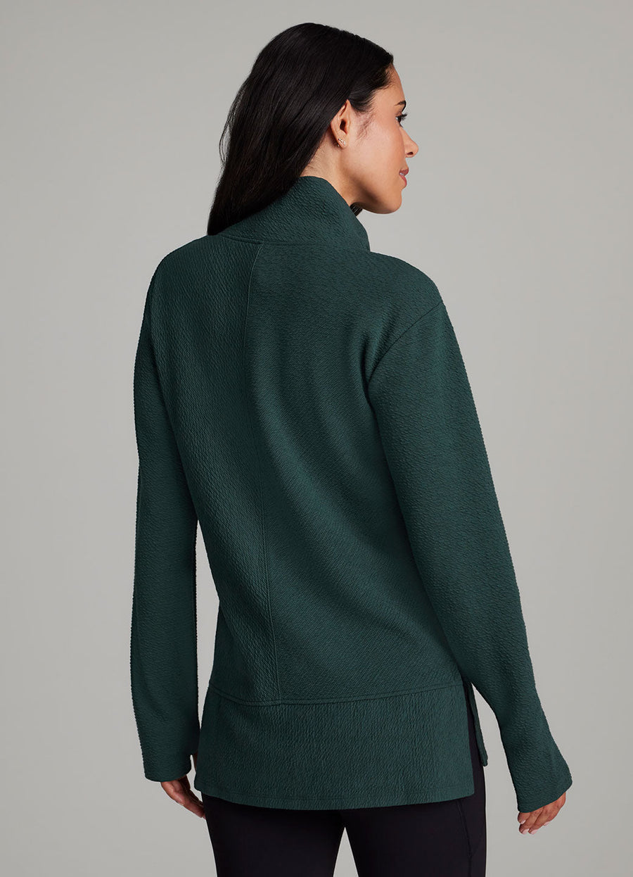 Studio Jacquard Mock Neck Tunic Pullover with Thumb Holes