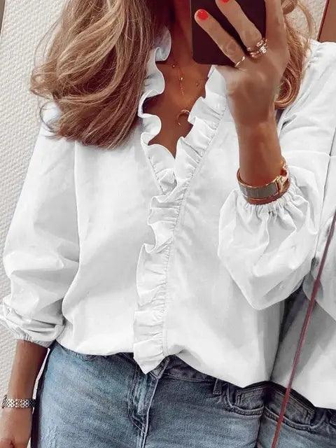 Luvrefashion | Joy Stylish and Sophisticated Blouse for Any Occasion in Blue - detail view