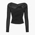Fern | Women's Long Sleeve Ruched Mesh Top - Black