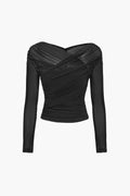 Fern | Women's Long Sleeve Ruched Mesh Top