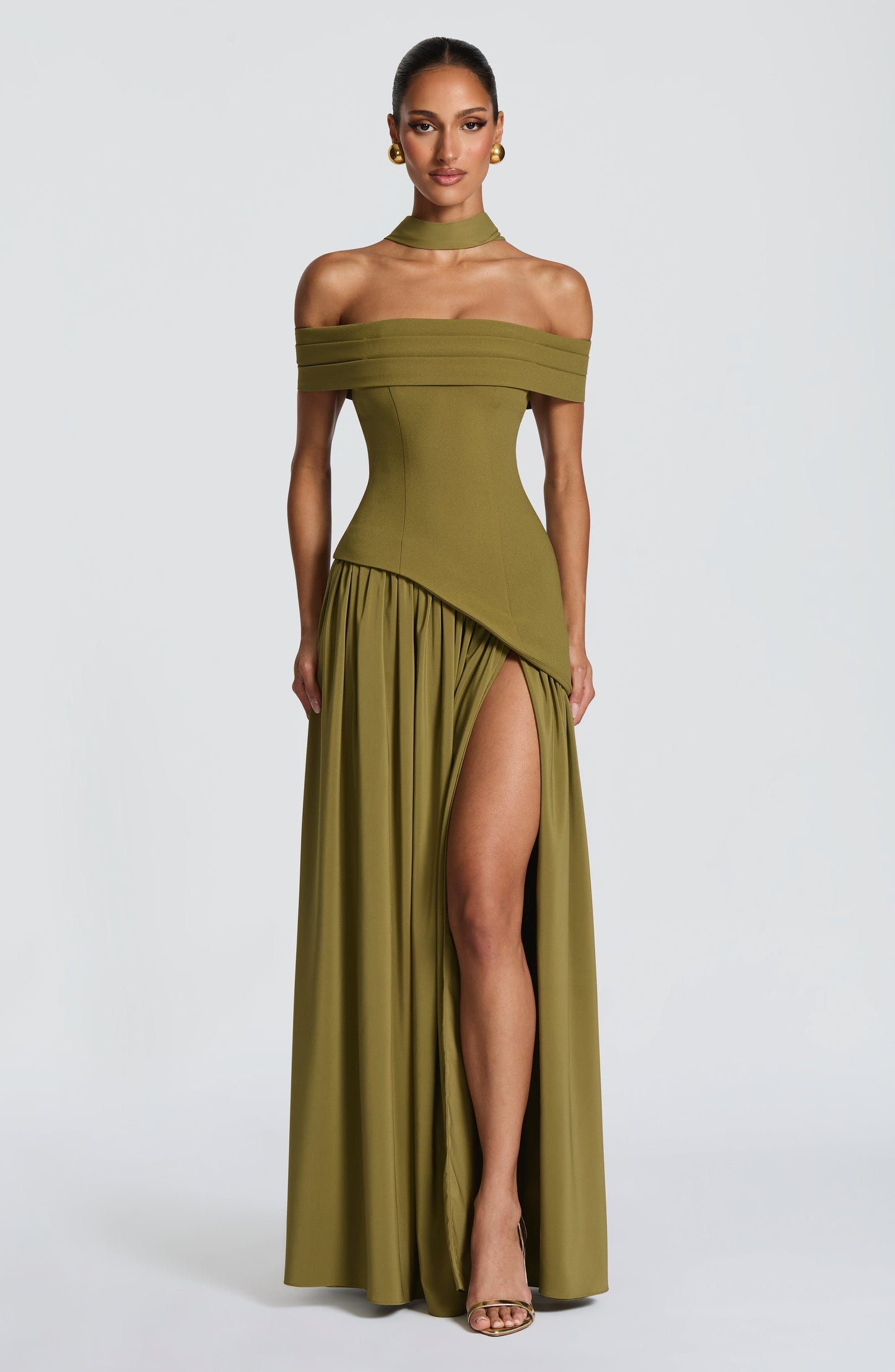 Sophia Maxi Summer Dress in Deep Olive