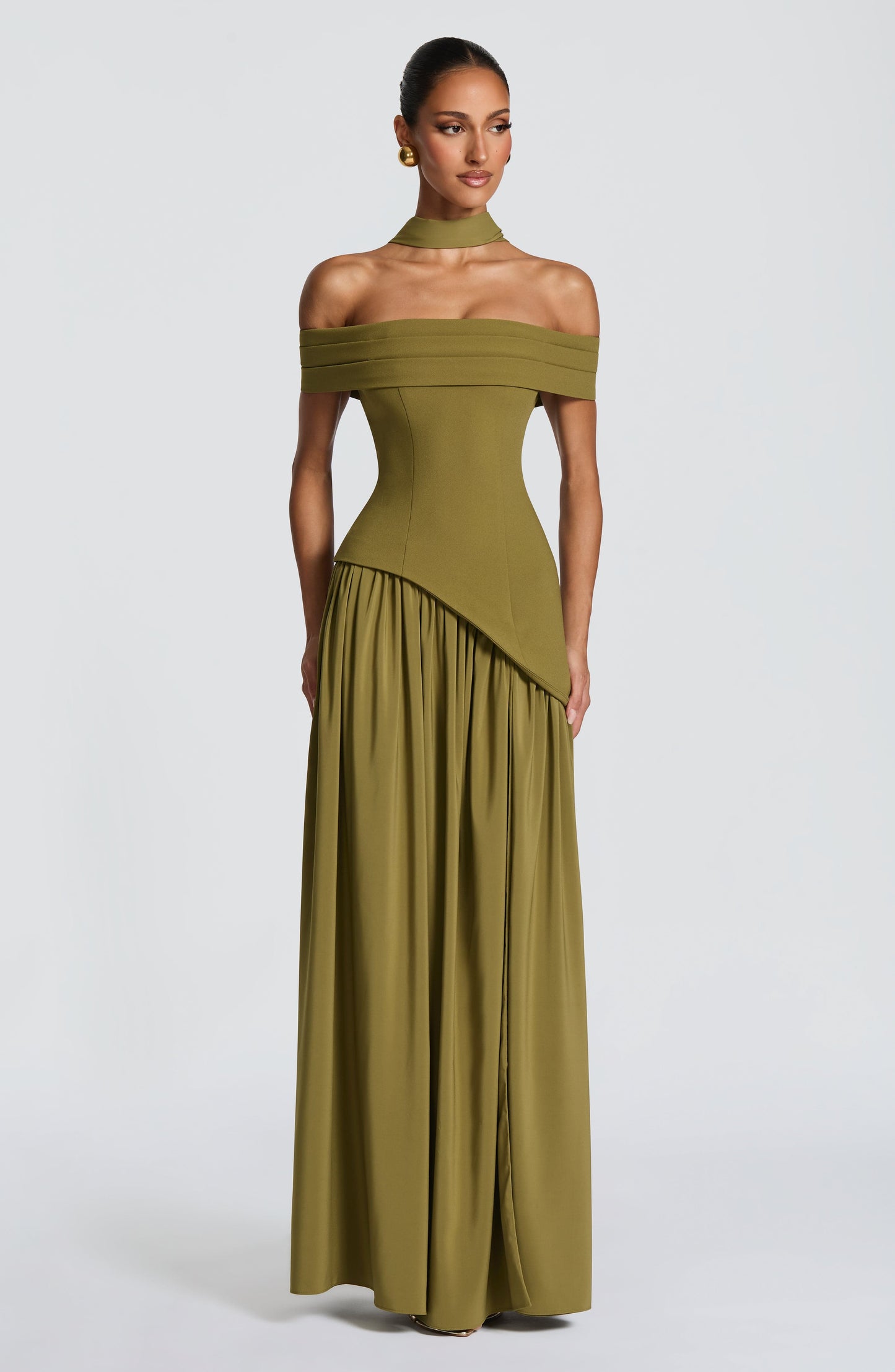 Sophia Maxi Summer Dress in Deep Olive