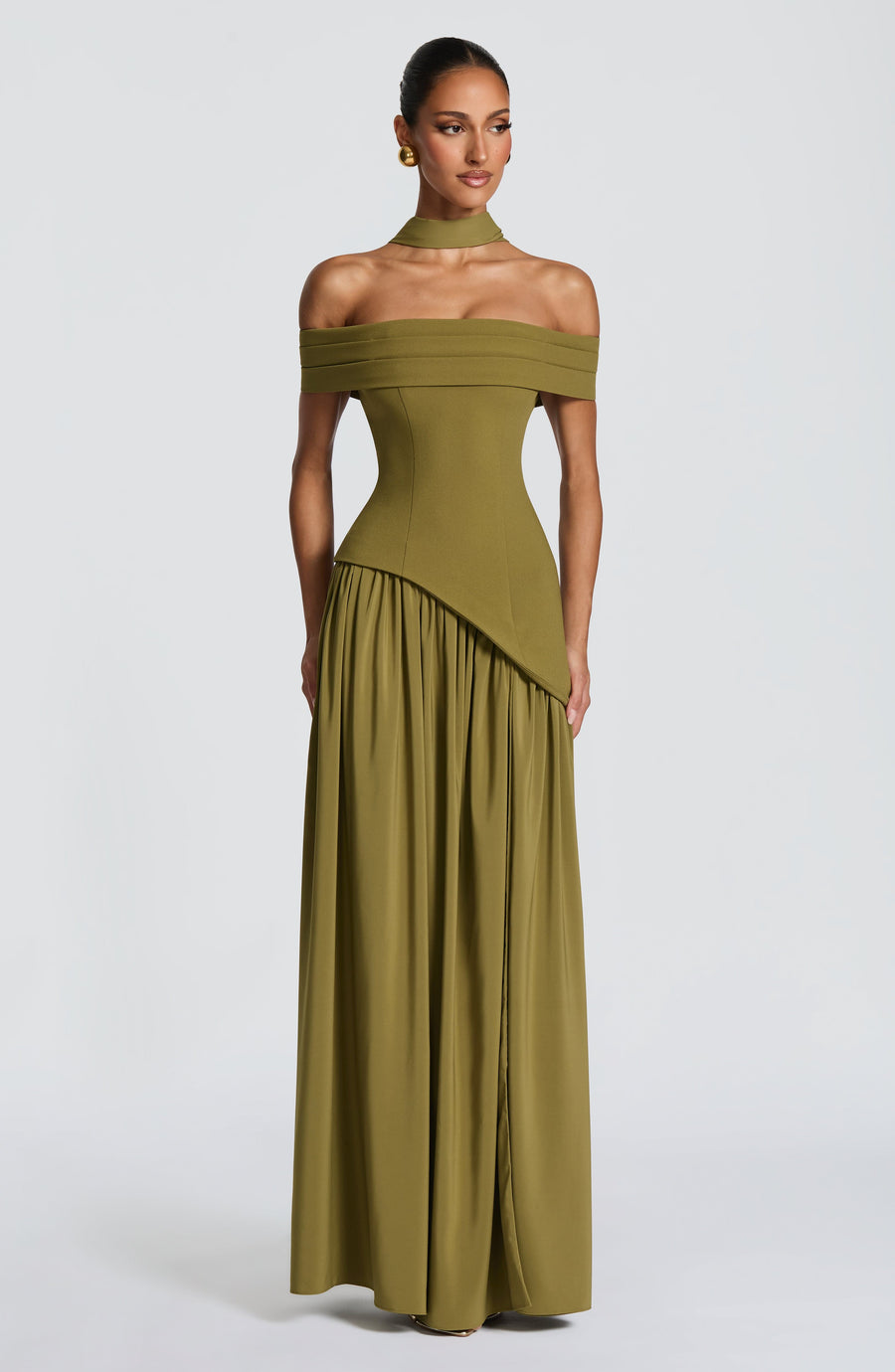 Sophia Maxi Summer Dress in Deep Olive