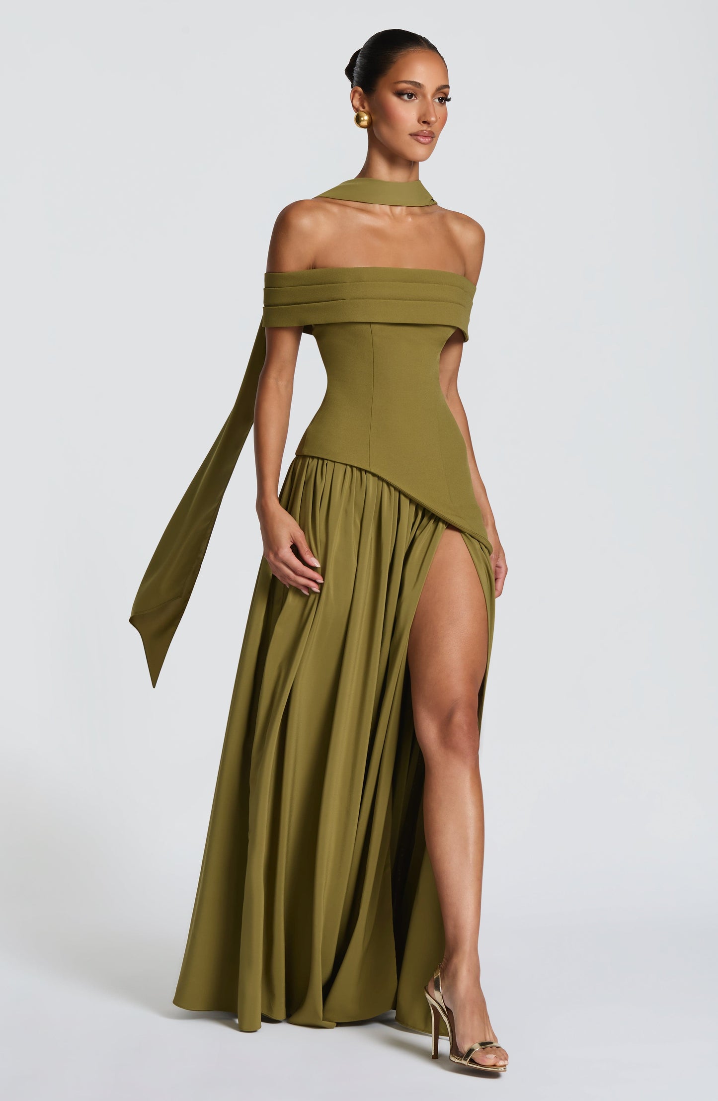 Sophia Maxi Summer Dress in Deep Olive