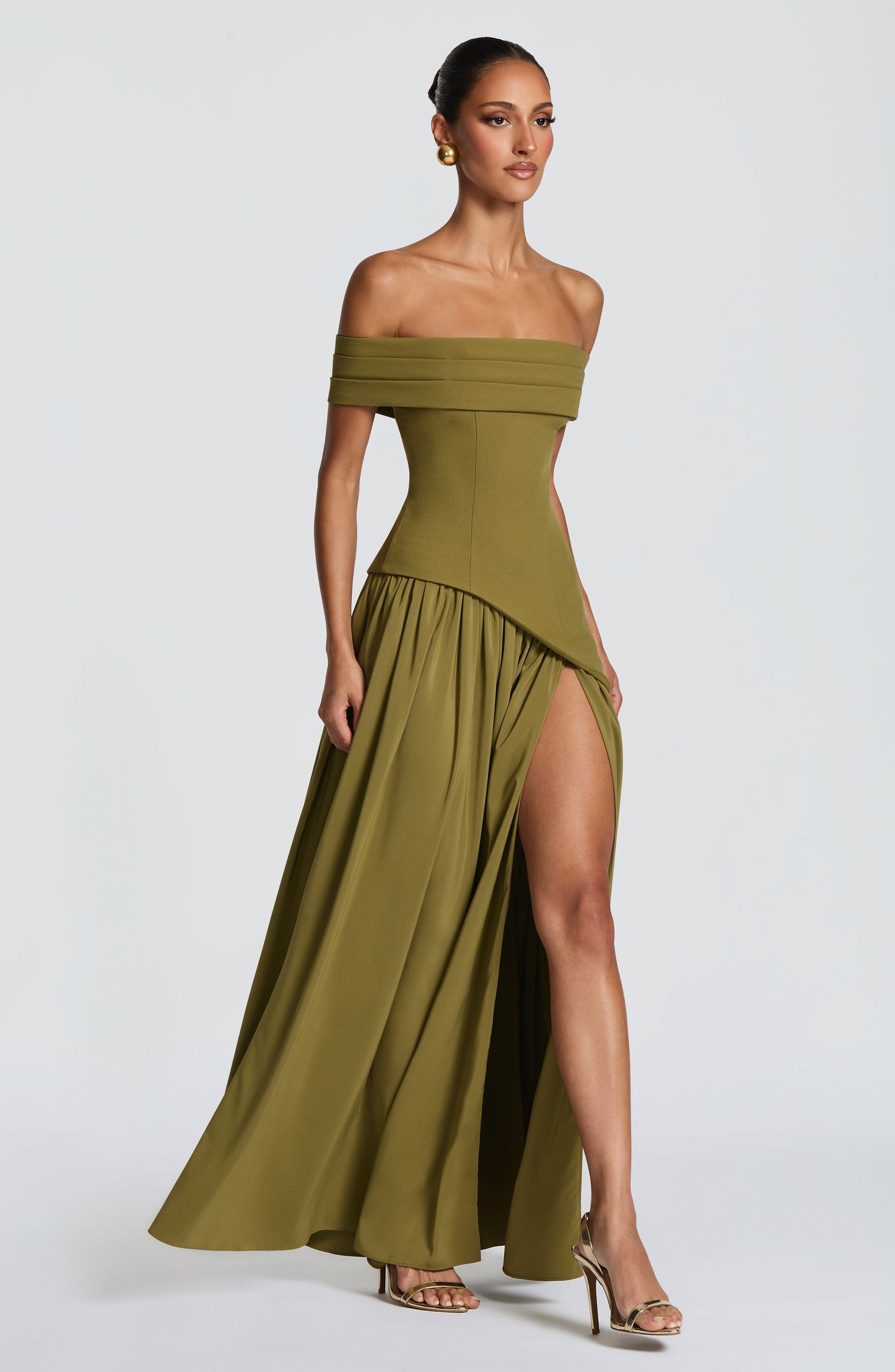 Sophia Maxi Summer Dress in Deep Olive