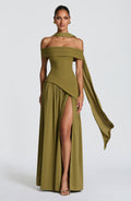 Sophia Maxi Summer Dress in Deep Olive