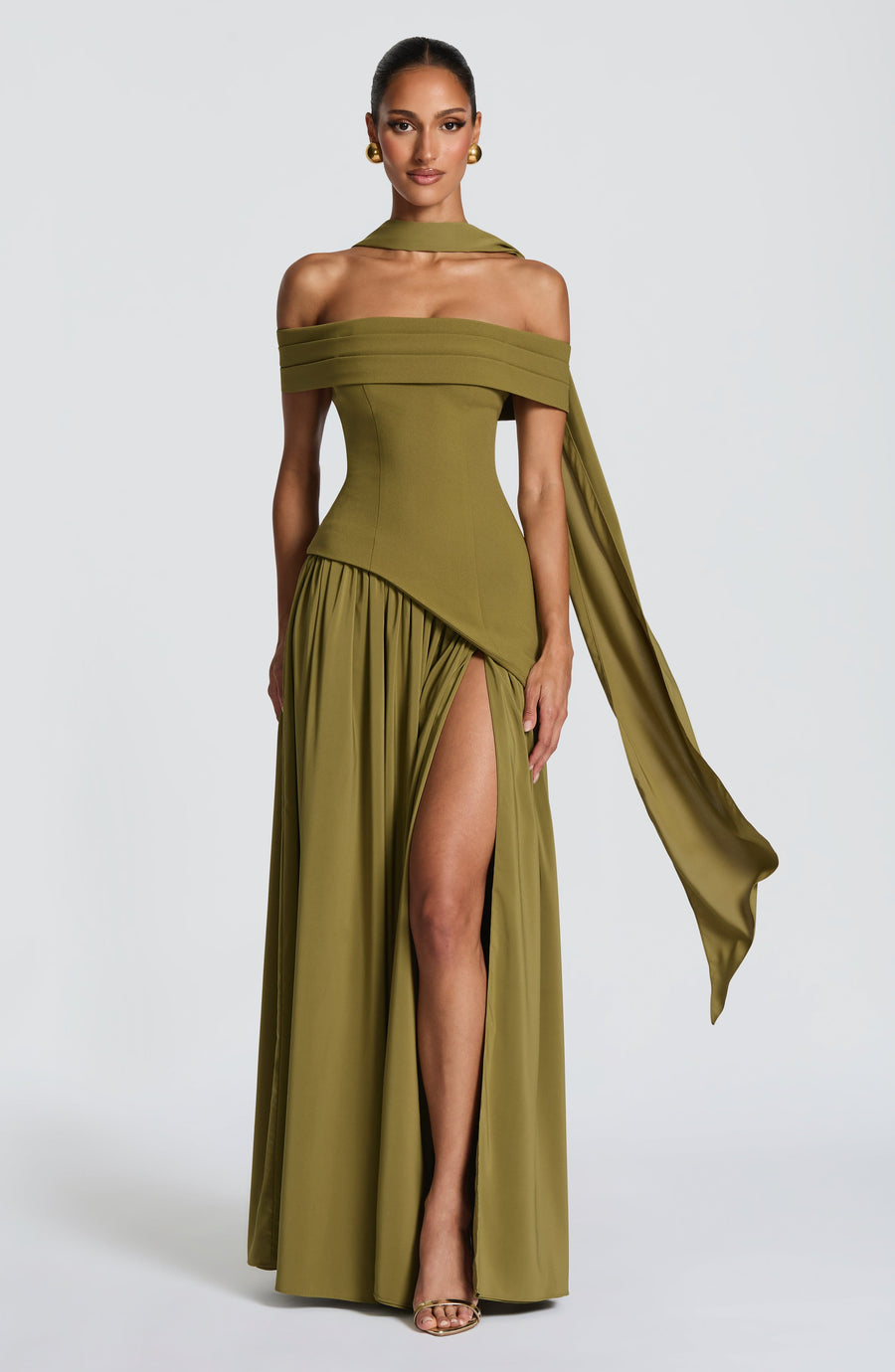 Sophia Maxi Summer Dress in Deep Olive