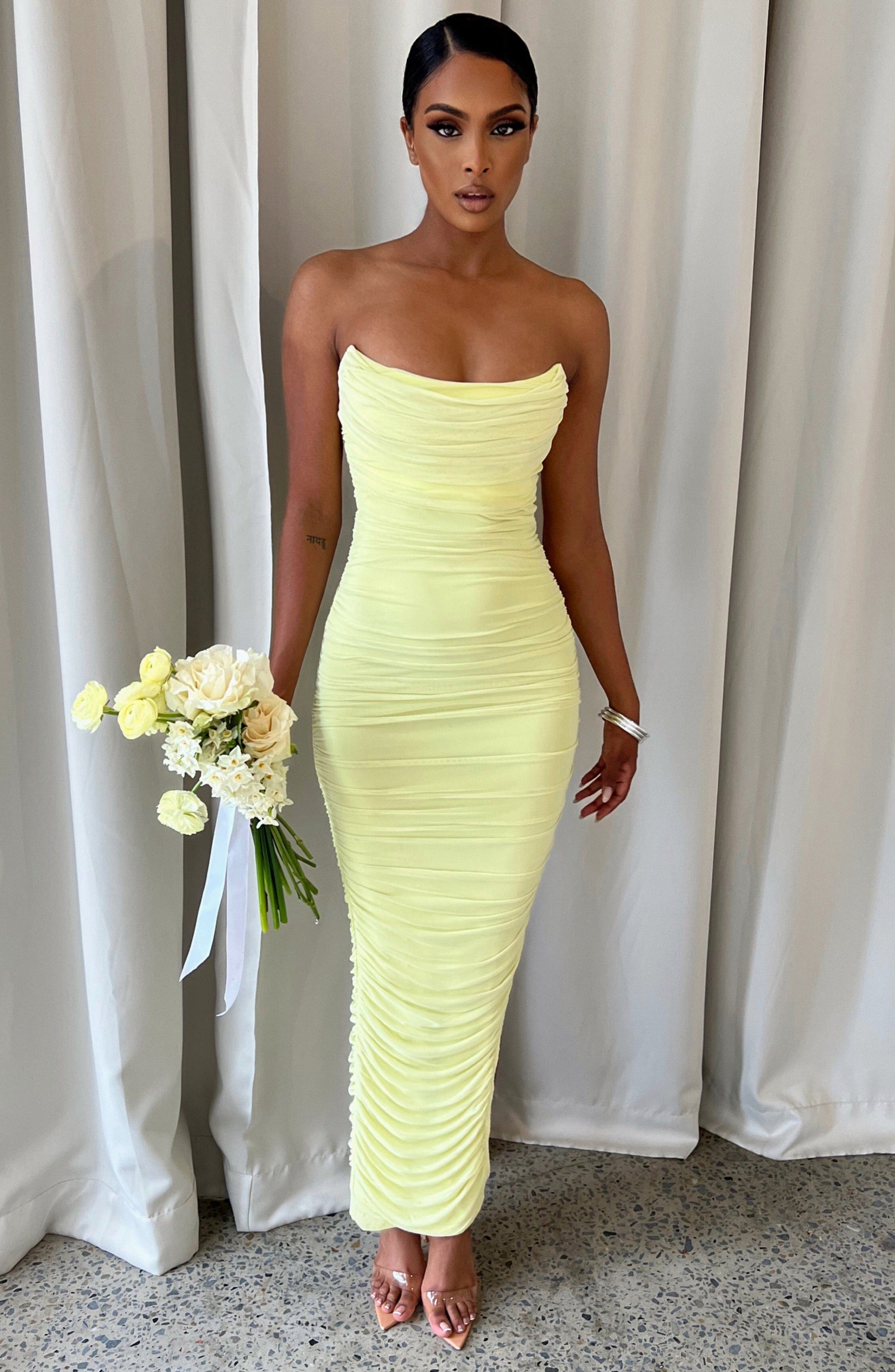 Lime Green Demi Maxi Dress in XS - back view