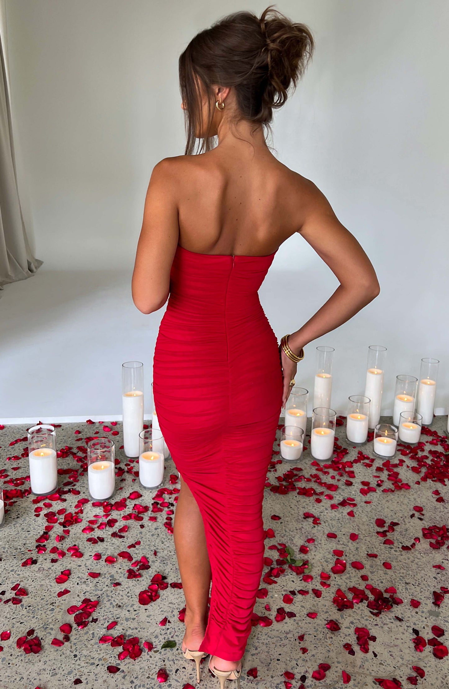 Red Demi Maxi Dress in XS - side view