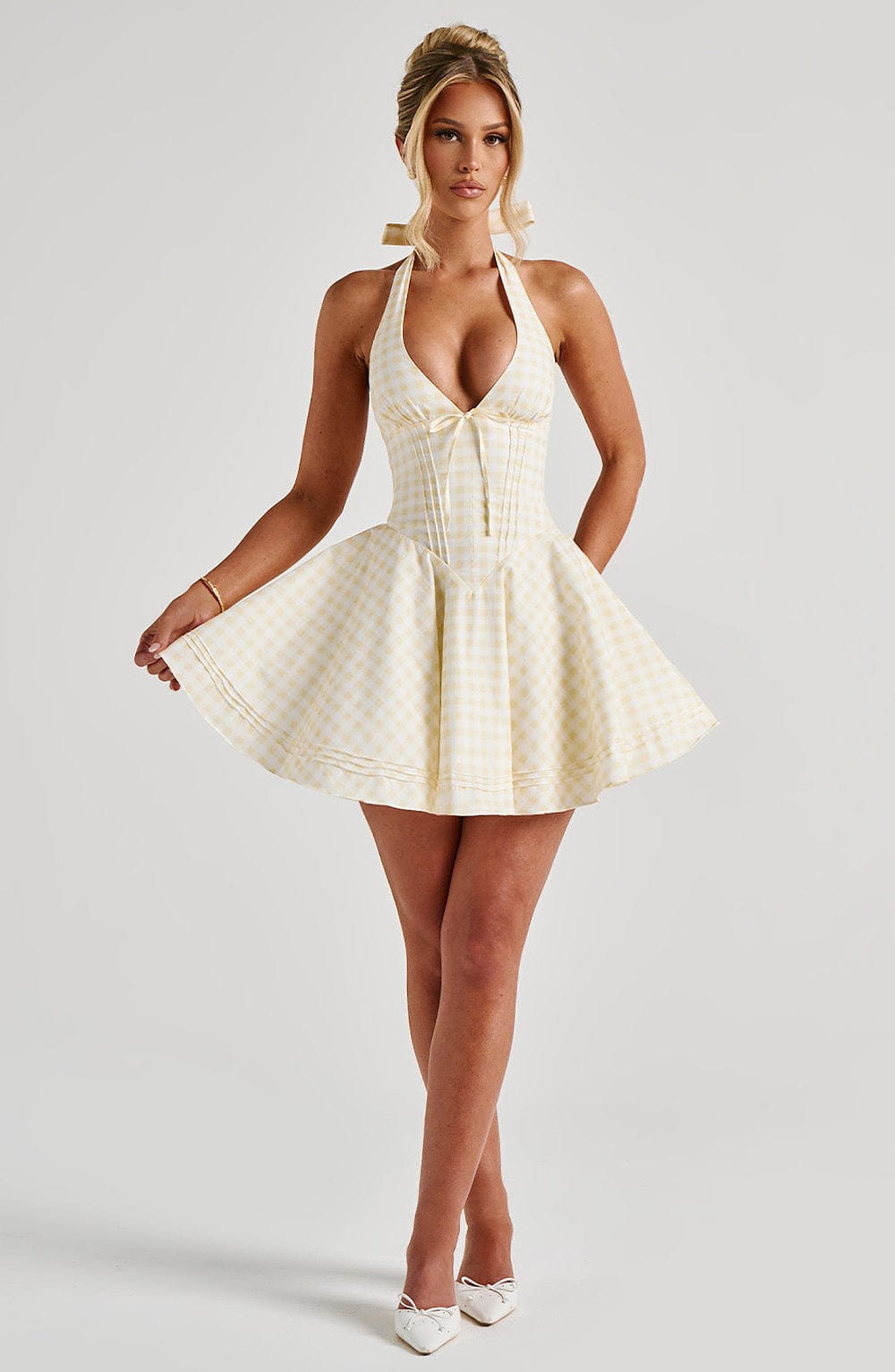Chloe Lemon Gingham Mini Sundress