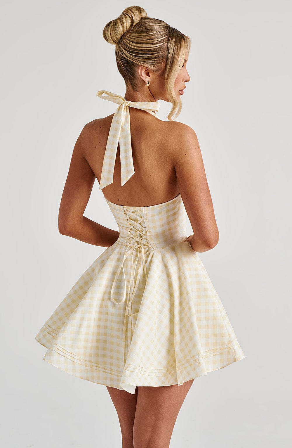 Chloe Lemon Gingham Mini Sundress