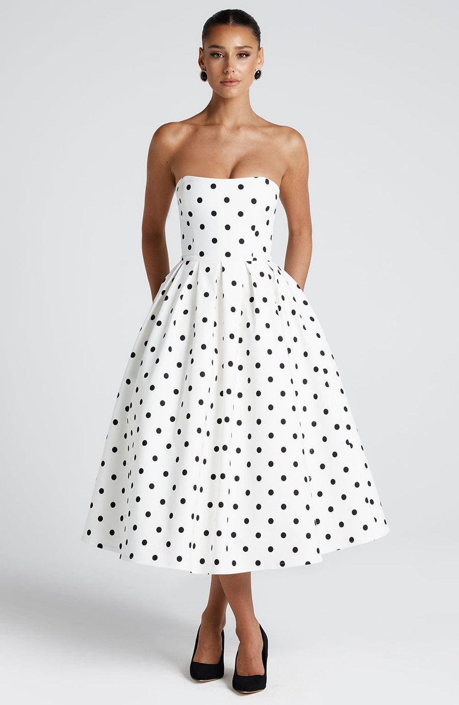 Lila Black Polka Dot Midi Summer Dress