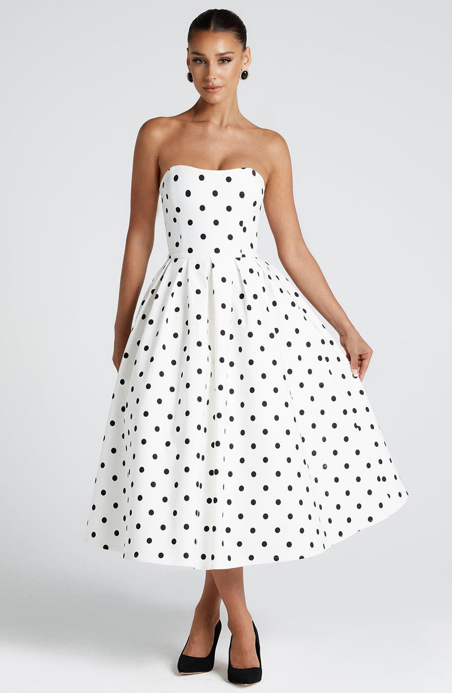 Lila Black Polka Dot Midi Summer Dress